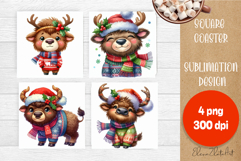 Funny christmas animals with deer antlers sublimation Product Image 1