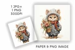 Christmas Cat Duo Digital Paper JPG & Image PNG Product Image 1
