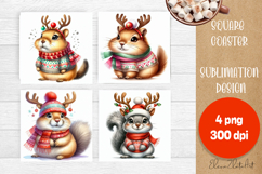 Funny christmas animals with deer antlers sublimation Product Image 1