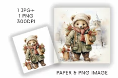 Christmas Bear Duo Digital Paper JPG & Image PNG Product Image 1