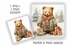 Christmas Bear Duo Digital Paper JPG & Image PNG Product Image 1