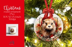 Christmas Animal Round Ornament Sublimation | PNG Product Image 1