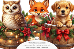 Christmas Animals Clipart PNG Product Image 1
