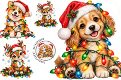 Christmas Dogs Clipart, Christmas Dog Png Product Image 1