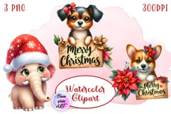 Merry christmas Sublimation - animal clipart Product Image 1