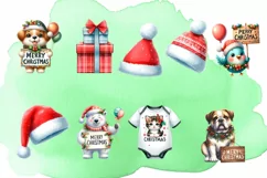 Christmas animals Santa Hats Watercolor Clipart Product Image 4