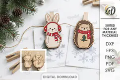 Christmas Animal Clothespin Magnets Laser Cut. Christmas SVG Product Image 1