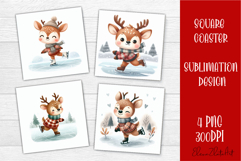 Funny christmas deer square coasters, Animals sublimation Product Image 1