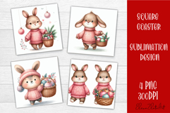 Funny christmas bunny square coasters, Animals sublimation Product Image 1