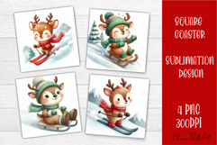 Funny christmas deer square coasters, Animals sublimation Product Image 1