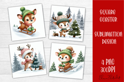 Funny christmas deer square coasters, Animals sublimation Product Image 1