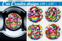 Car Coaster | Christmas Animals in Mug | Rainbow Product Image 1