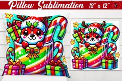 Pillow sublimation | Christmas Animal in Mug | Rainbow Product Image 1