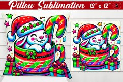 Pillow sublimation | Christmas Animal in Mug | Rainbow Product Image 1
