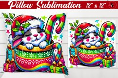 Pillow sublimation | Christmas Animal in Mug | Rainbow Product Image 1