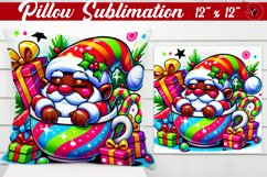 Pillow sublimation | Christmas Gnome in Mug | Rainbow Product Image 1
