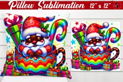 Pillow sublimation | Christmas Gnome in Mug | Rainbow Product Image 1