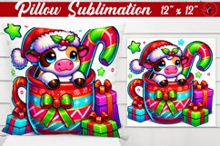 Pillow sublimation | Christmas Animal in Mug | Rainbow Product Image 1