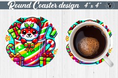 Round Coasters | Christmas Animal in Mug | Rainbow Product Image 1