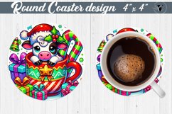 Round Coasters | Christmas Animal in Mug | Rainbow Product Image 1
