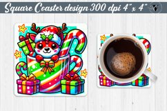 Square Coasters | Christmas Animal in Mug | Rainbow Animals Product Image 1