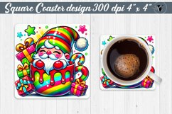 Square Coasters | Christmas Gnome in Mug | Rainbow Gnome Product Image 1