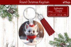 Christmas Keychain Sublimation round Christmas Kitty Animal Product Image 1
