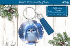 Christmas Keychain Sublimation round Penguin Baby Animal Product Image 1