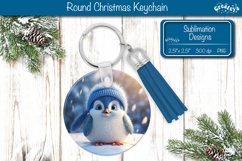 Christmas Keychain Sublimation round Penguin Baby Animal Product Image 1