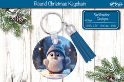 Christmas Keychain Sublimation round Penguin Cute Animal Product Image 1