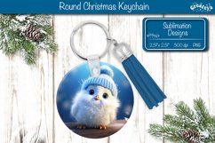 Christmas Keychain Sublimation round Keychain Cute Animal Product Image 1
