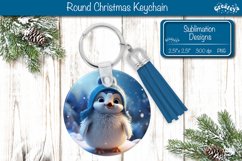 Christmas Keychain Sublimation round Keychain Baby Pinguin Product Image 1