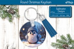 Christmas Keychain Sublimation round Keychain Baby Pinguin Product Image 1