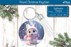Bunny Christmas Keychain Sublimation round Keychain Animal Product Image 1