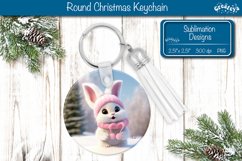 Bunny Christmas Keychain Sublimation round Keychain Animal Product Image 1