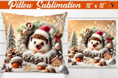 Pillow sublimation | Christmas Animals | Hedgehog Product Image 1