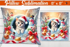 Pillow sublimation | Christmas Animals | Kitten Product Image 1