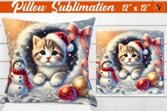Pillow sublimation | Christmas Animals | Kitten Product Image 1