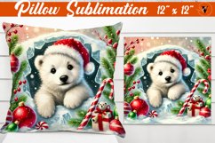 Pillow sublimation | Christmas Animals | Polar Bear Product Image 1