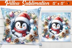 Pillow sublimation | Christmas Animals | penguin Product Image 1