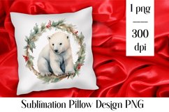 Cute Christmas bear Sublimation Pillow Design PNG Product Image 1