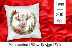 Cute Christmas Highland Cow Christmas Sublimation Pillow Product Image 1