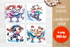 Merry Christmas Coaster Design | Sports Animals Square Product Image 1