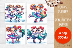 Merry Christmas Coaster Design | Sports Animals Square Product Image 1