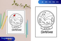 Dinosaur Wearing Santa Hat in The Crystal Ball Coloring Page Product Image 1