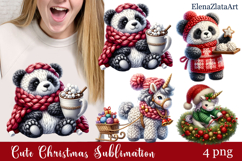 Crochet Yarn Christmas PNG, Cute animals Christmas PNG Product Image 1
