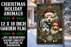 Christmas Garden Flag, Christmas Animals Garden Flag, d1 Product Image 1