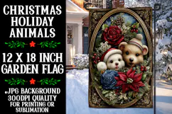 Christmas Garden Flag, Christmas Animals Garden Flag, d13 Product Image 1