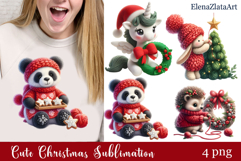 Crochet Yarn Christmas PNG, Cute animals Christmas PNG Product Image 1