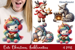 Crochet Yarn Christmas PNG, Cute animals Christmas PNG Product Image 1